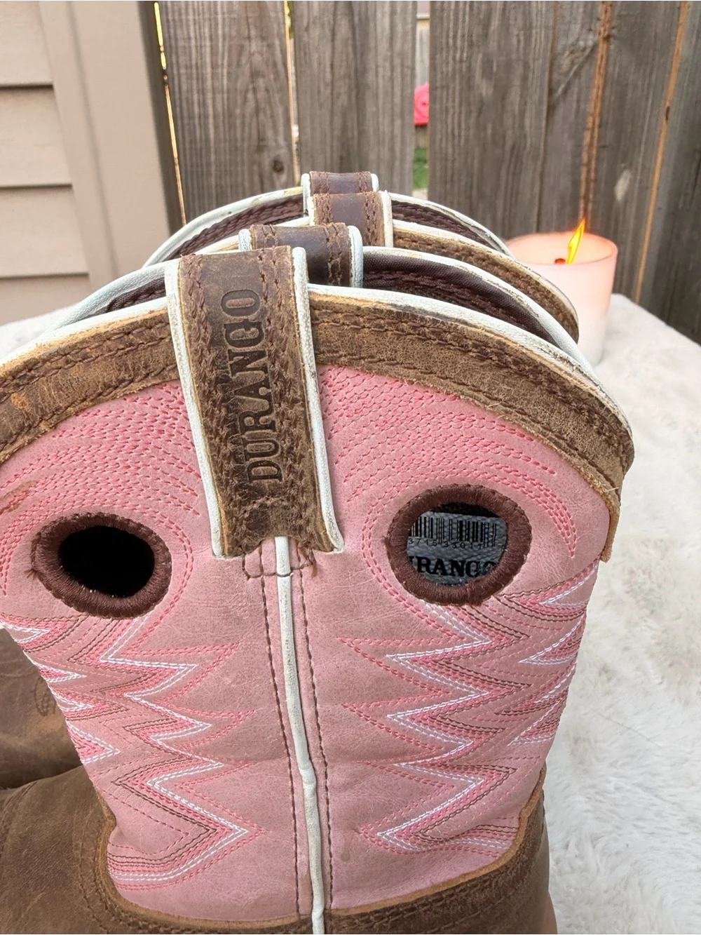 Durango Brown Leather Foot Pink Shaft Girls Western Boots size girls 3